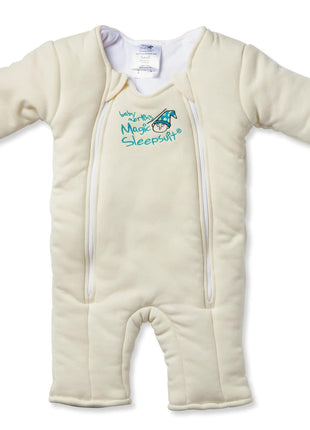Magic Sleepsuit Baby Merlin's Cotton Baby Swaddle Transition Product - Soft and Cozy Design, Double Zipper for Easy Diaper Changes, Promotes Safe Sleep, 3-6 Months - Cream - Small 12-18lbs