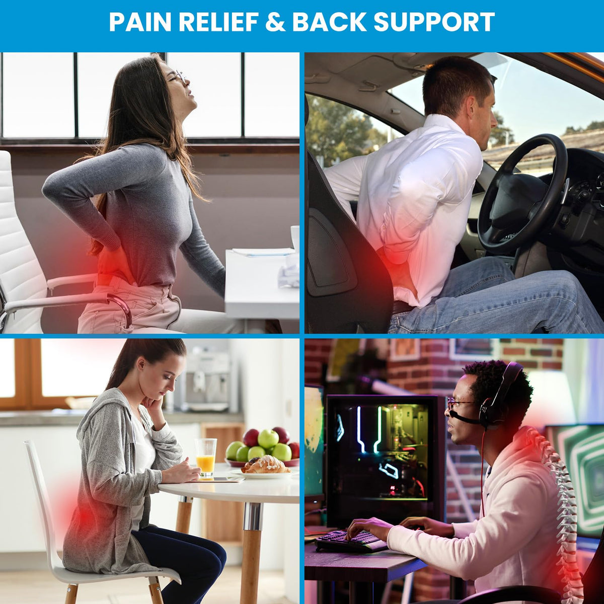 Lumbar Support Pillow for Office Chair, Office Home Essentials,Stocking Stuffers,Back Support Pillow for Car, Chair Cushions,Back Pain Relief Improve Posture,Mesh Cover Double Adjustable Straps