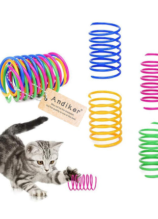 Andiker Interactive Cat Spiral Creative Spring Toy to Kill Time and Keep Fit, Sturdy and Heavy Plastic for Swatting, Biting, Hunting Kitten Toys, Colorful, 12 pcs