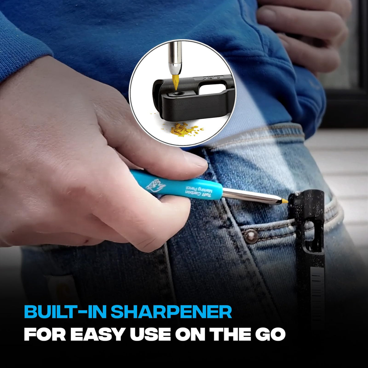 OX Tools Carpenter Pencils Pro Tuff Carbon Marking Pencil Mechanical Construction Pencil With 4 Leads & Holder with Belt Clip and Sharpener for a Consistent Fine Point - Best Marking Tools