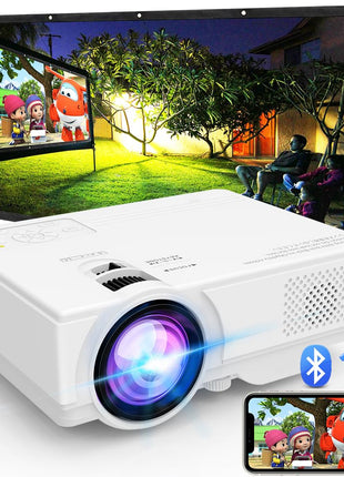 Projector with WiFi and Bluetooth, Upgrade Outdoor Projector, Mini Movie Projector Supports 1080P Synchronize Smartphone Screen by WiFi/USB Cable for Home Entertainment (WiFi)