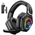 Ozeino 2.4GHz Wireless Gaming Headset with Microphone, 2.4G USB & Type C Transmitter - 30h Battery Life - RGB Lighting Gaming Headphones for PS5, PS4, PC, Phone