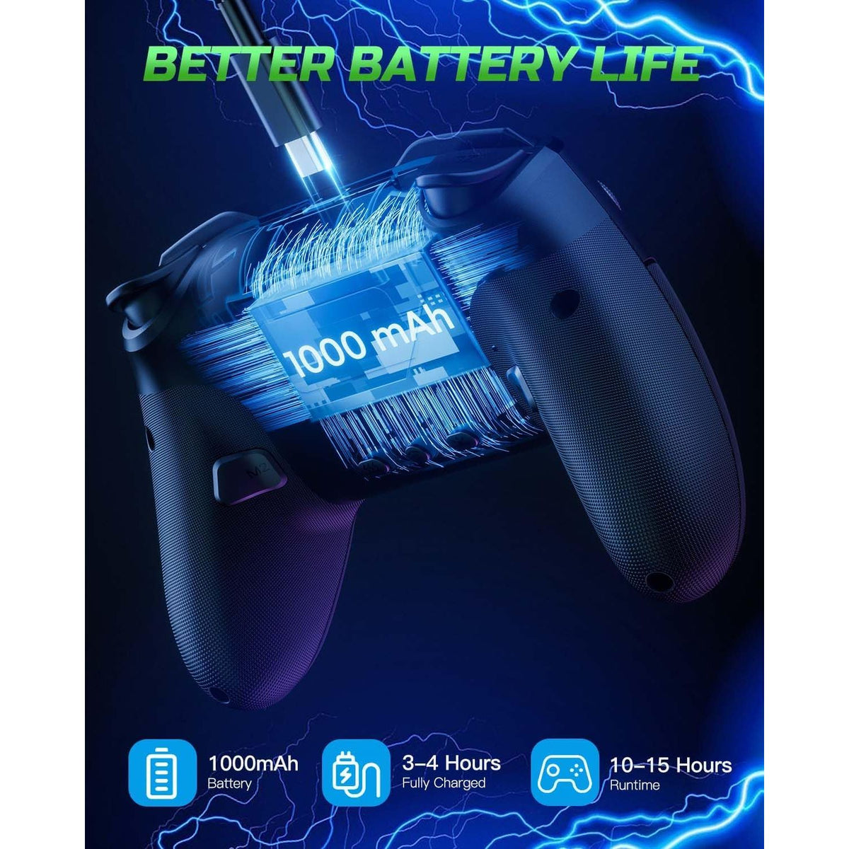 VOYEE Switch Controllers Compatible with Switch/Lite/OLED/PC Windows, 1000mAh Programmable RGB Lightning LED, Wireless Pro Controller with One Key Pairing/Wake Up/Turbo/Vibration