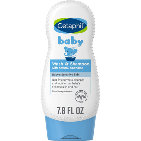 Cetaphil 2-in-1 Baby Shampoo & Body Wash, Tear Free, Calendula, 7.8 Fl Oz | 2-In-1 Baby Wash And Shampoo, Organic Calendula, Tear Free, Paraben Free, Newborn Sensitive Skin, No Colorants Or Mineral Oil