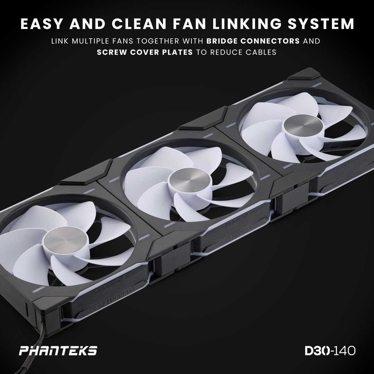 Phanteks (PH-F140D30R_DRGB_PWM_BK01) D30-140 DRGB PWM Fan, Reverse Airflow Model, Premium D-RGB Performance Fan, ARGB/DRGB Lighting, Daisy-Chain Fan Linking System (Black)