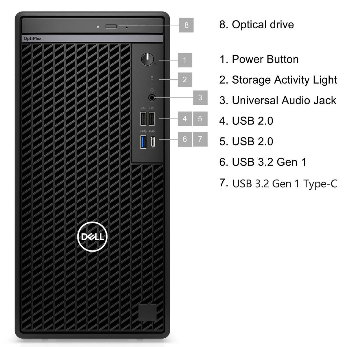 Dell OptiPlex Desktop Computer, 7020 Tower Dekstop PC, 12th Gen Intel 4-Core Processor (Beats Core i7-9700), 32GB DDR5 RAM, 1TB PCIe SSD, DVDRW, WiFi Adapter, RJ-45, Keyboard & Mouse, Windows 11 Pro