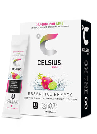 CELSIUS® On-The-Go Powder Sticks Dragonfruit Lime, Essential Energy 2.8 Oz
