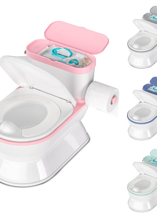 CheerTry Toddler Potty Training Toilet, Larger Potty Chair, Detachable Seat | Suitable for Boys & Girls Ages 1-3, with Flushing Sound, Wipes Storage, Toilet Lid & Toilet Paper Holder - Pink