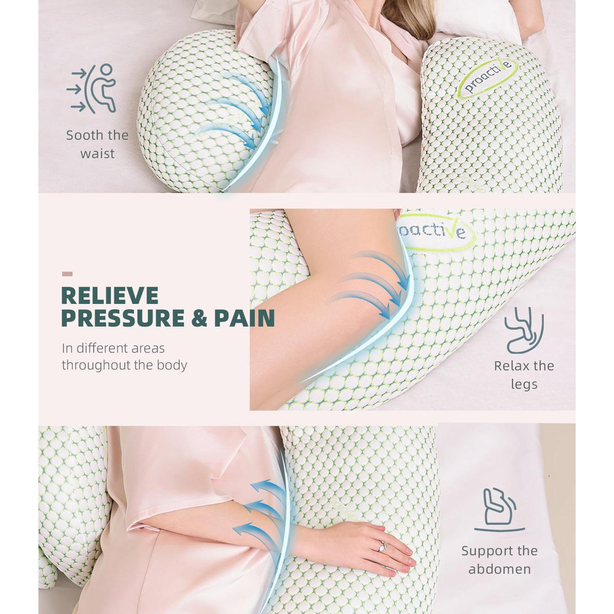 Oternal Pregnancy Pillow for Pregnant Women, Soft Pregnancy Body Pillow, Support for Back, Belly, HIPS, Legs, Maternity Pillow with Detachable and Adjustable Pillow Cover
