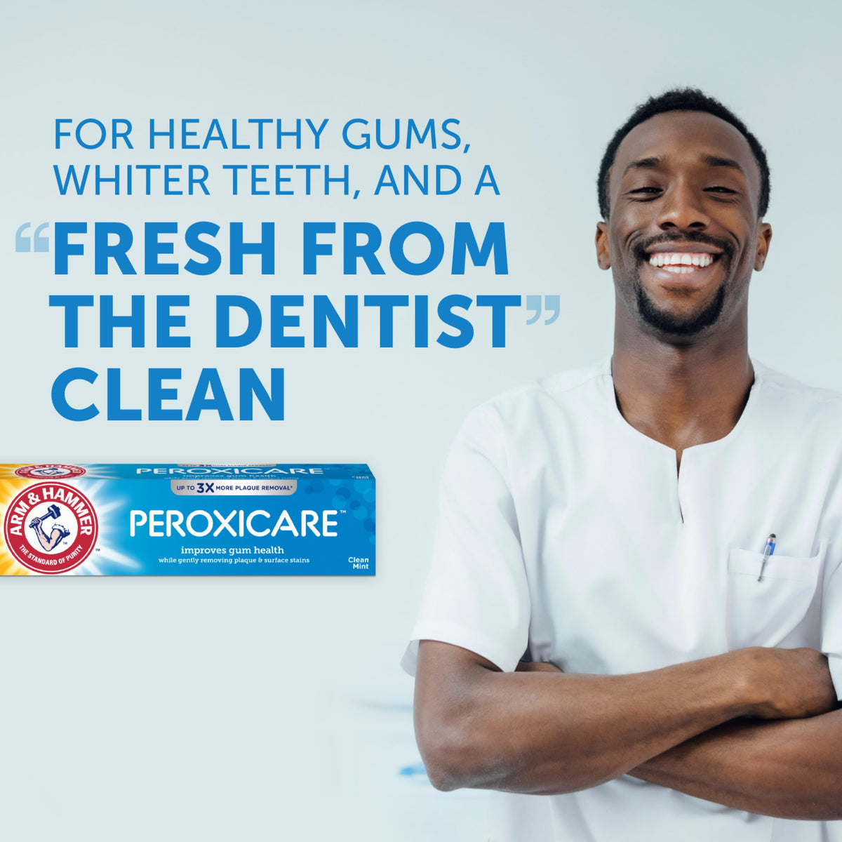 ARM & HAMMER Peroxicare Toothpaste for Gum Health, Baking Soda Toothpaste for Adults, Fluoride, Clean Mint, 6.0 oz (Pack of 4)
