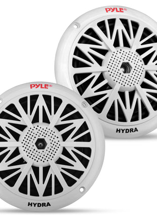 Pyle 5.25 Inch Dual Marine Speakers - 2 Way Waterproof and Weather Resistant Outdoor Audio Stereo Sound System with 150 Watt Power, Poly Carbon Cone, Cloth Surround and Low Profile Design - 1 Pair