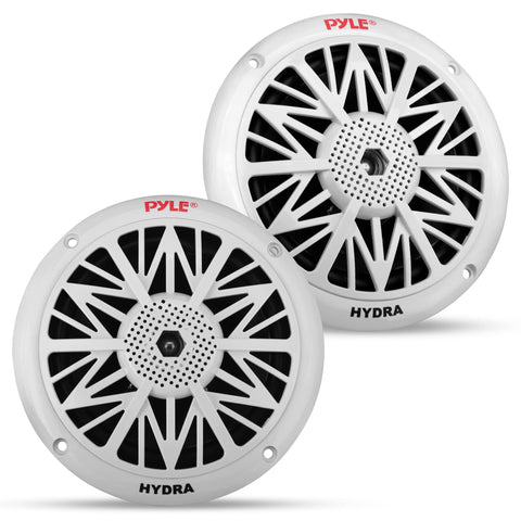 Pyle 5.25 Inch Dual Marine Speakers - 2 Way Waterproof and Weather Resistant Outdoor Audio Stereo Sound System with 150 Watt Power, Poly Carbon Cone, Cloth Surround and Low Profile Design - 1 Pair