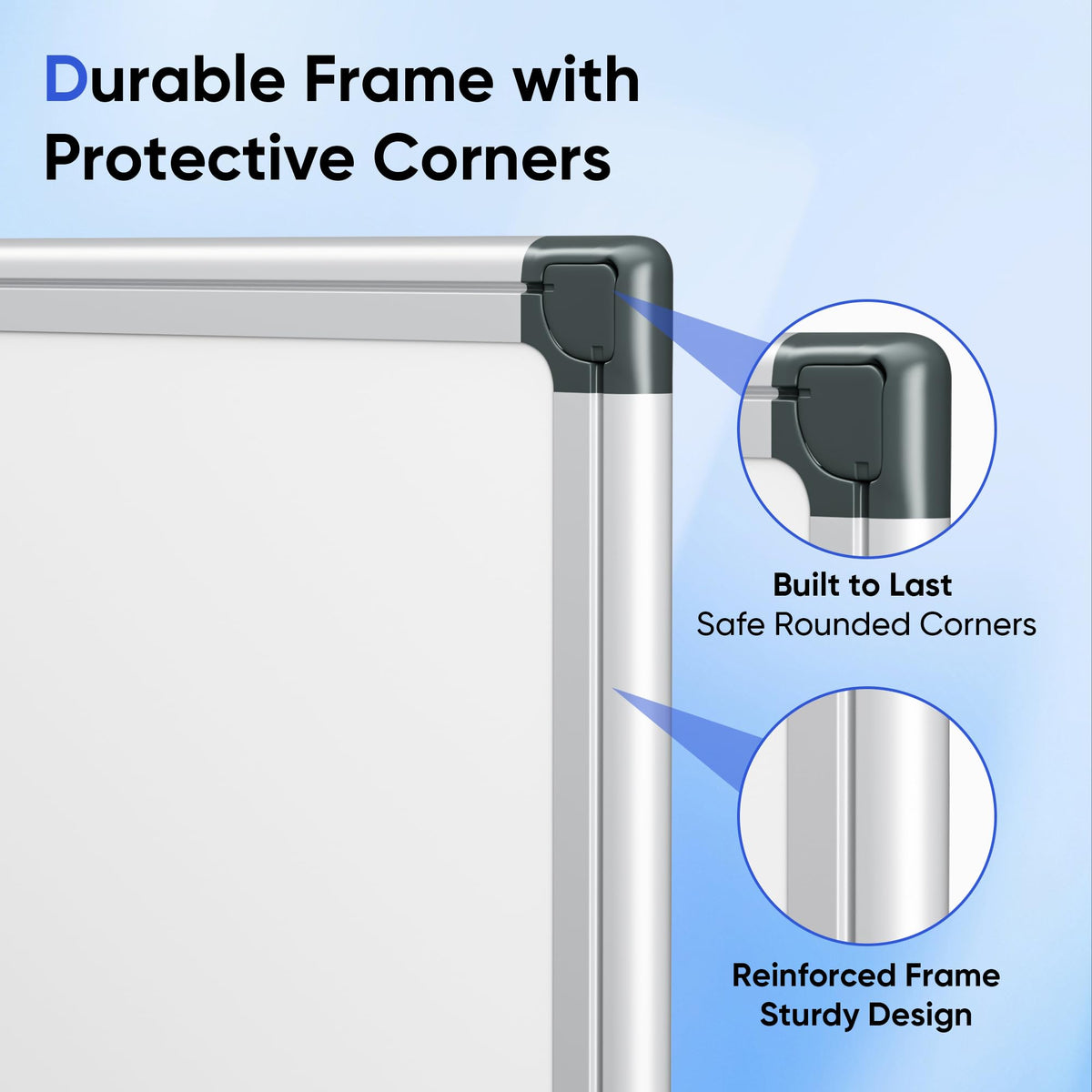 VUSIGN 24" x 18" Magnetic Whiteboard for Wall, Dry Erase Board with Silver Frame, Hanging White Board for Office, Home, School, Dorm – Includes Markers, Magnets & Eraser