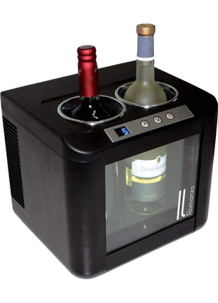 Vinotemp 2-Bottle Wine Chiller Refrigerator with Open Countertop Freestanding Design, Electric Wine Cooler with Adjustable Temperature Control, 2-Bottle, Black