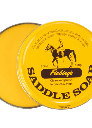 Fiebing's Yellow Saddle Soap for Leather (3.5 oz Tin) - Leather Cleaner & Conditioner to Soften, Protect & Restore Leathercraft - Leather Soap for Car Seat, Couch, Shoe, Purse, Boot, Bag, & Saddles