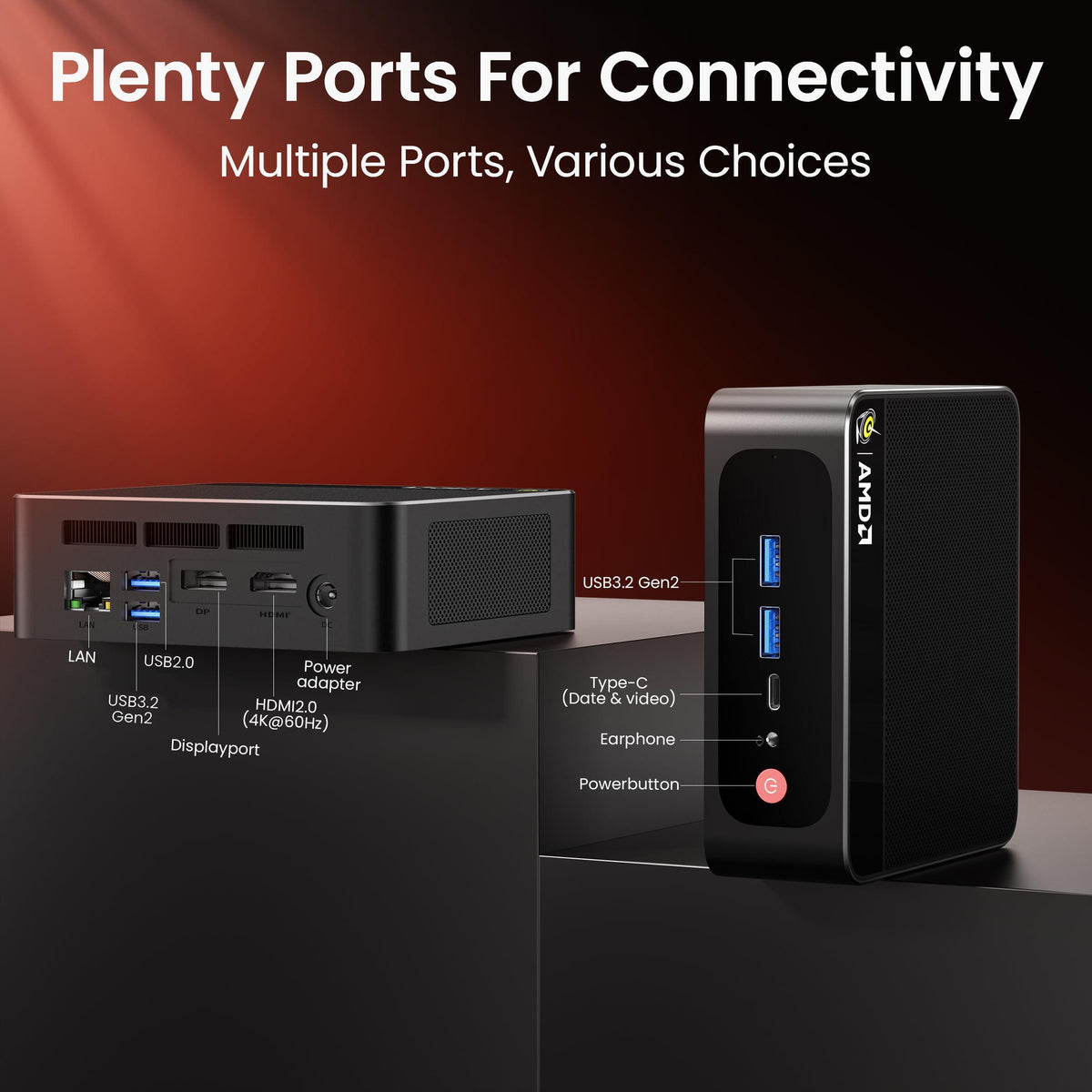 Beelink Mini PC, SER5 Pro 5825U AMD Ryzen 7 (Up to 4.5GHz) 16GB DDR4 500GB PCle 3.0 SSD Mini Desktop Computer, 2.5G LAN, Wifi6/BT5.2,HDMI/DP/Type-c/4K Triple Display Micro PC