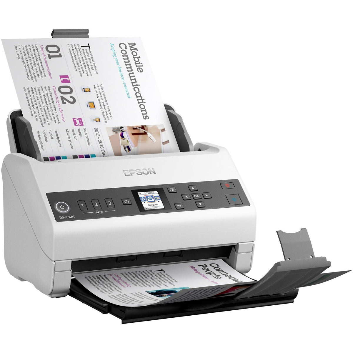 Epson DS-730N Network Color Document Scanner, 100-page Auto Document Feeder (ADF), Duplex Scanning