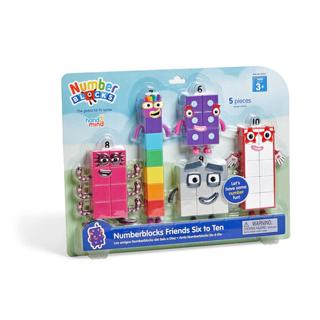 hand2mind Numberblocks Friends Six to Ten Figures – Official Licensed Character Action Figure Set, Numbers and Counting Figurines, Pretend Play Toys, for Kids Ages 3, 4, 5, 6, 7