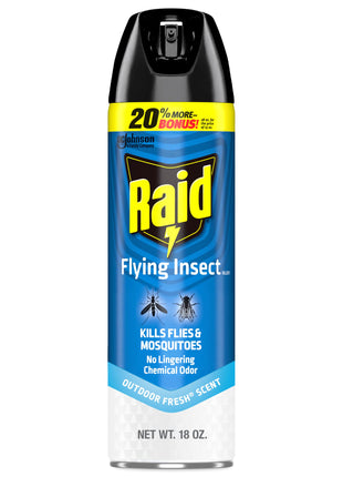 Raid Flying Insect Spray, Outdoor Fresh Scent, Kills Flies, Mosquitoes, and Other Flying Insects on Contact, for Indoor and Outdoor Use, 18oz