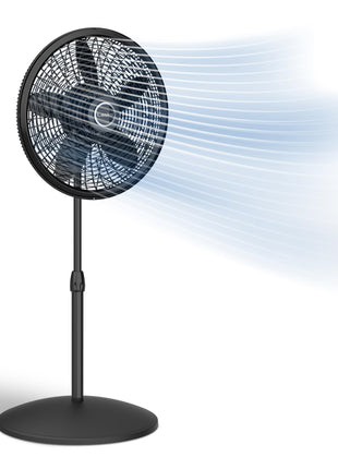 Lasko Pedestal Fan, Oscillating Fan for Bedroom with Adjustable Height and 3 Cooling Speeds, Portable, 18 inch, Black, 1827