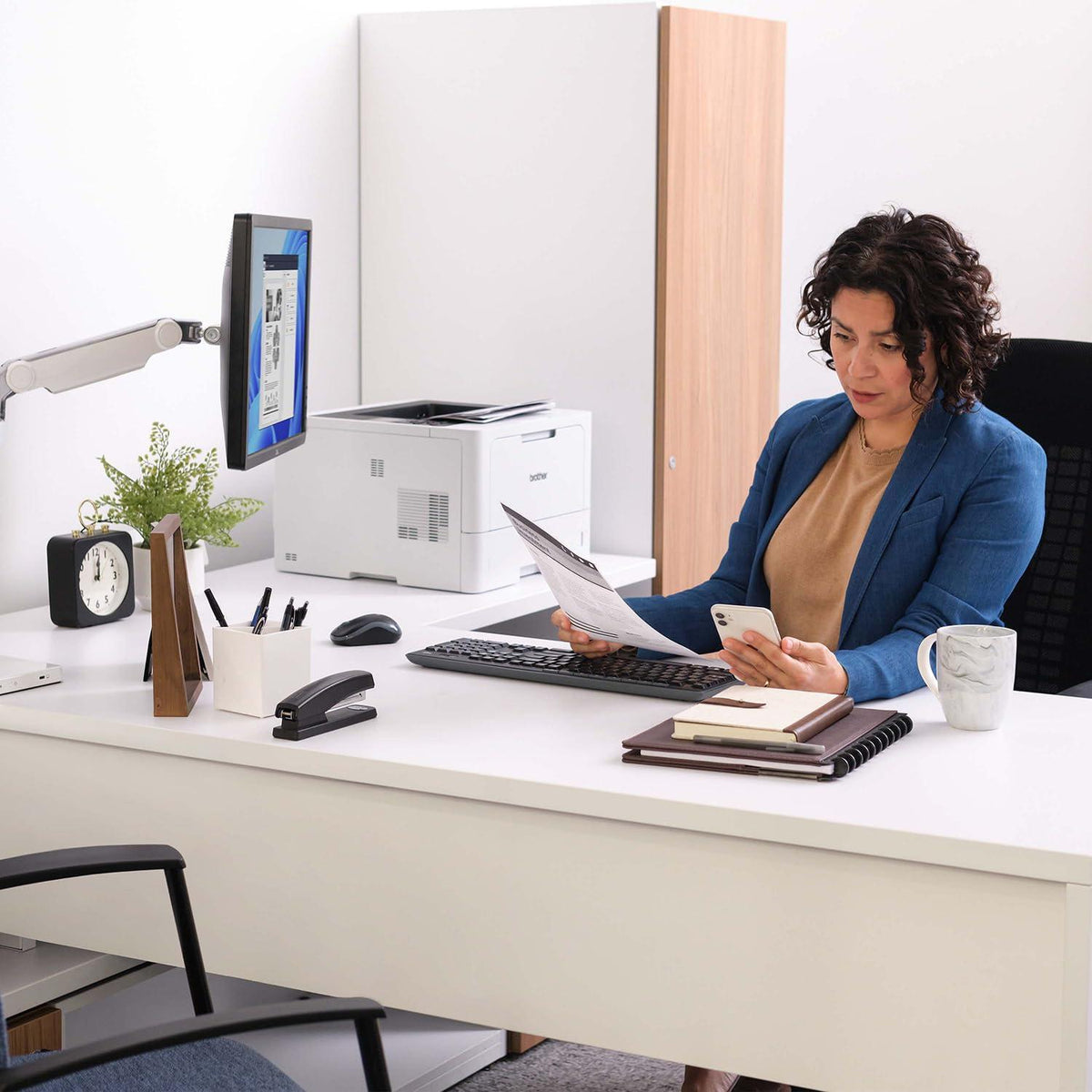 Brother HL-L5210DW Business Monochrome Laser Printer with Duplex Printing, Versatile PaperHandling, Wireless and Gigabit Ethernet Networking, and Mobile Printing, Works with Alexa