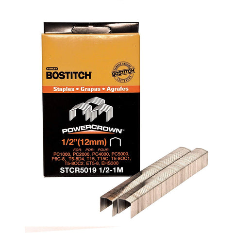 BOSTITCH Crown Staples, Heavy-Duty, 1/2-Inch x 7/16-Inch, 1000-Pack (STCR50191/2-1M)