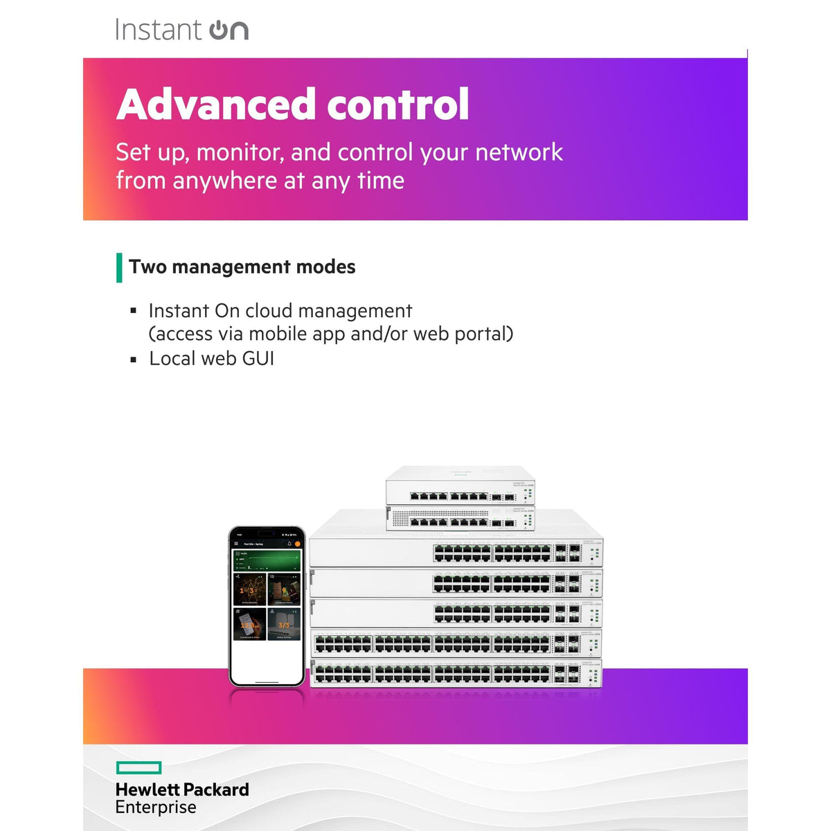 HPE Networking Instant On Switch Series 1930 48-Port Gb Smart-Managed Layer 2+ Ethernet Switch | 48x 1G | 4X SFP+ | US Cord (JL685A#ABA)