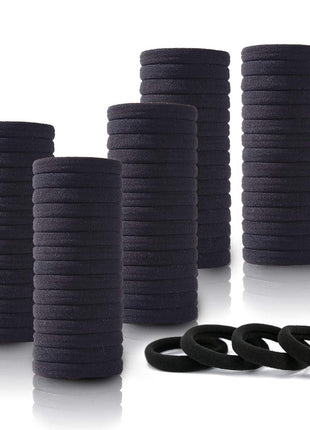 100PCS Black Hair Ties for Women Girls, Seamless Thick Black Hair Band, Elastic Hair Ties No Damage Ponytail Holder