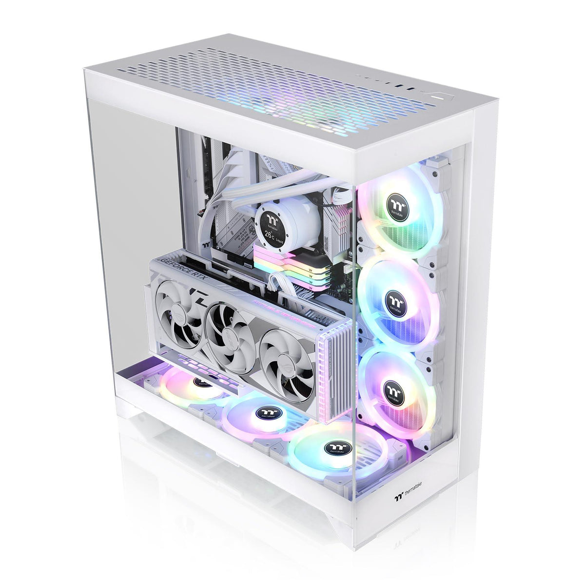 CTE E550 TG Snow Mid Tower ATX Case; 3 Tempered Glass Panels; Hidden-Connector Motherboard Support; Three-Way VGA Installations; Dual Chamber Design; CA-1Z8-00M6WN-00; 3 Year Warranty