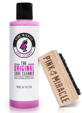 Pink Miracle Shoe Cleaner Kit with Bottle and Brush For Fabric Cleaner For Leather, Whites, Suede and Nubuck Sneakers (4 Oz)