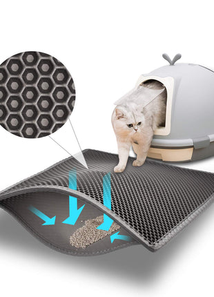 Pieviev Cat Litter Mat Double Layer Waterproof Urine Proof Trapping Mat 1 Pack (Gray, 24x15 Inch (Pack of 1))