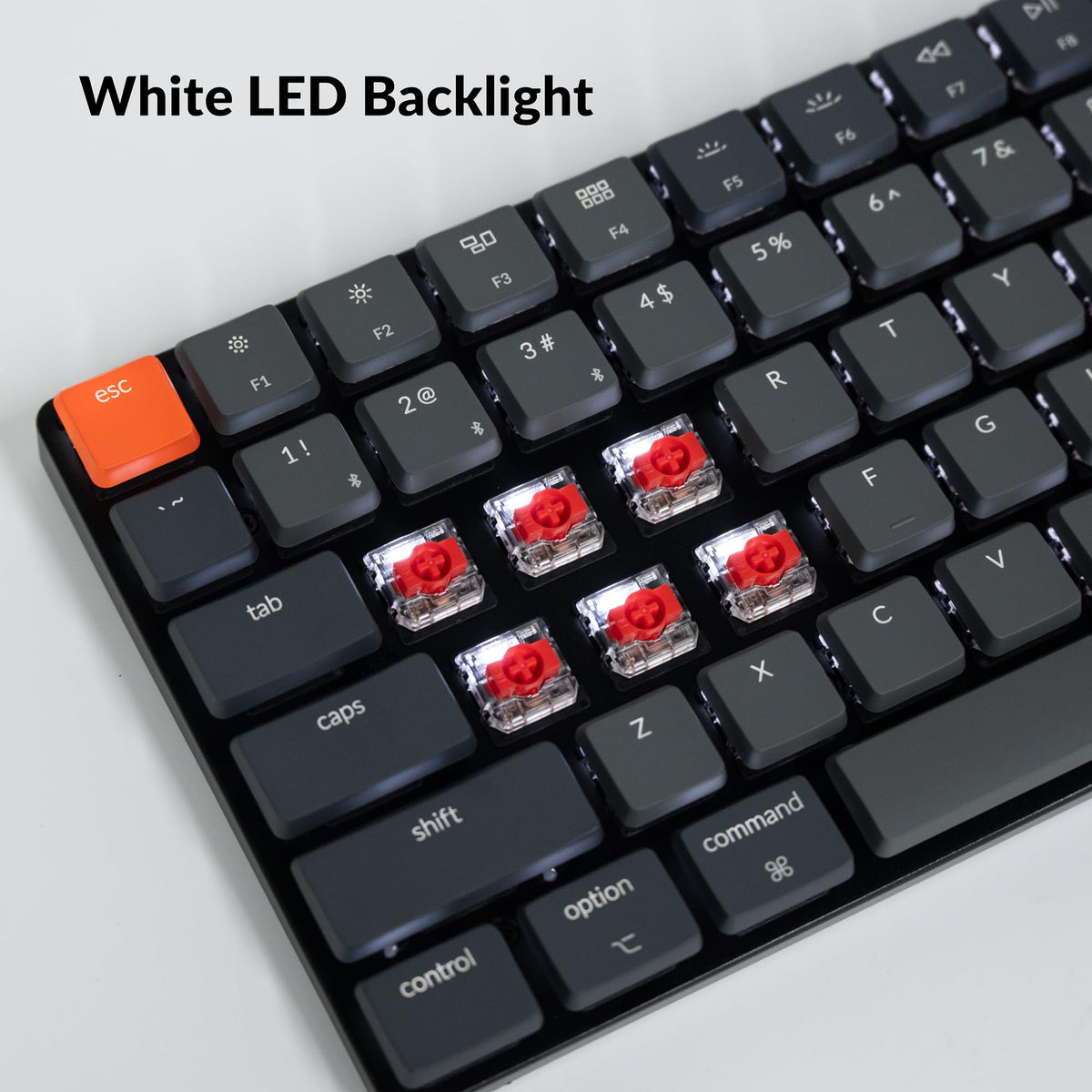 Keychron K3 Version 2, 84 Keys Ultra-Slim Wireless Bluetooth/USB Wired Mechanical Keyboard with White LED Backlit, Low-Profile Keychron Mechanical Red Switch Compatible with Mac Windows