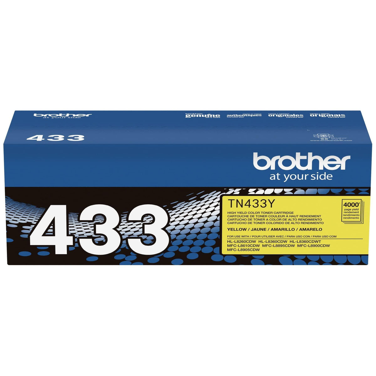 Brother Genuine High Yield Toner Cartridge, TN433Y, Replacement Yellow Toner, Page Yield Up To 4,000 Pages, Amazon Dash Replenishment Cartridge, TN433