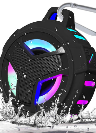 EBODA Bluetooth Shower Speaker, Portable Bluetooth Speakers, IP67 Waterproof Wireless Speaker with LED Light, Floating, 2000mAh, True Wireless Stereo for Kayak, Beach, Gifts for unisex -Black