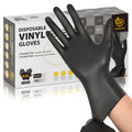 SWIFTLITE Black Vinyl Gloves, Food Grade Gloves Disposable Latex Free & Powder Free, Guantes for Cleaning Cooking Food Prep (100, Medium)