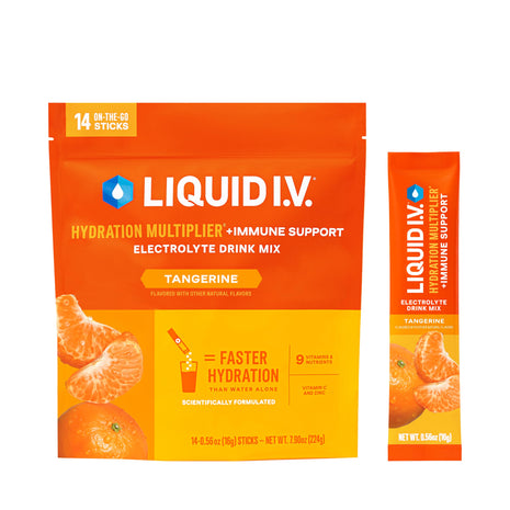 Liquid I.V. Hydration Multiplier +Immune Support   Tangerine | Electrolyte Powder Drink Mix | 1 Pack (14 Servings)