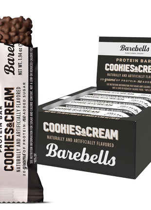 Barebells Protein Bars Cookies & Cream - 12 Count, 20g High Protein Treats - Chocolate Nutrition Bar with 1g Total Sugars - On-The-Go Breakfast or Post-Workout Snack