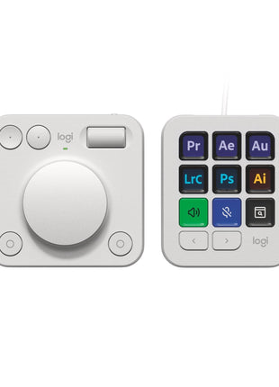 Logitech MX Creative Console, 9 Customizable LCD Keys, Stream Deck Accessories, Control Dial for Graphic Design, Adobe, Zoom, Spotify - Pale Grey, 3-Month Adobe Creative Cloud Membership