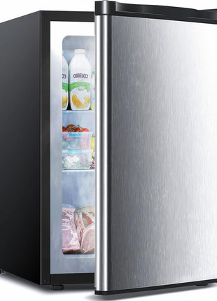 Electactic 3.0 Cu.ft Upright Freezer, Small Mini Freezer with Adjustable Thermostat, Removable Shelves, Reversible Single Door, for Bedroom/Home/Dorms/Apartment, Silver