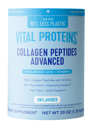 Vital Proteins Collagen Peptides Powder Advanced with Hyaluronic Acid & Vitamin C   20oz Collagen Protein, Unflavored, 27 Servings