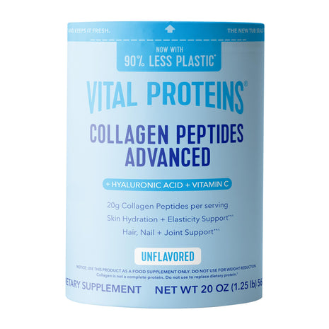 Vital Proteins Collagen Peptides Powder Advanced with Hyaluronic Acid & Vitamin C   20oz Collagen Protein, Unflavored, 27 Servings