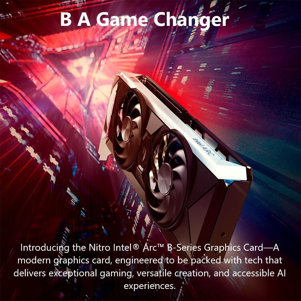 Acer Nitro Intel Arc B570 Overclocking Graphics Card | 10GB GDDR6 | Xe2 18 Cores | Dual Fan Frostblade Cooling System | Graphics Clock 2.69 GHz | 1 x HDMI 2.1 Supporting HDMI 4K & 3 x DisplayPort 2.1