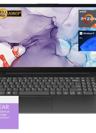 Lenovo V15 Laptop, 15.6 inch FHD Display, AMD Ryzen 5 5500U Hexa-core Processor (Beat Intel i7-1065G7), 16GB RAM, 512GB SSD, HDMI, RJ45, Numeric Keypad, Wi-Fi, Windows 11 Pro, Black