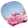Fellowes Photo Gel Mouse Pad Wrist Rest with MICROBAN - Pink Flowers (9179001)