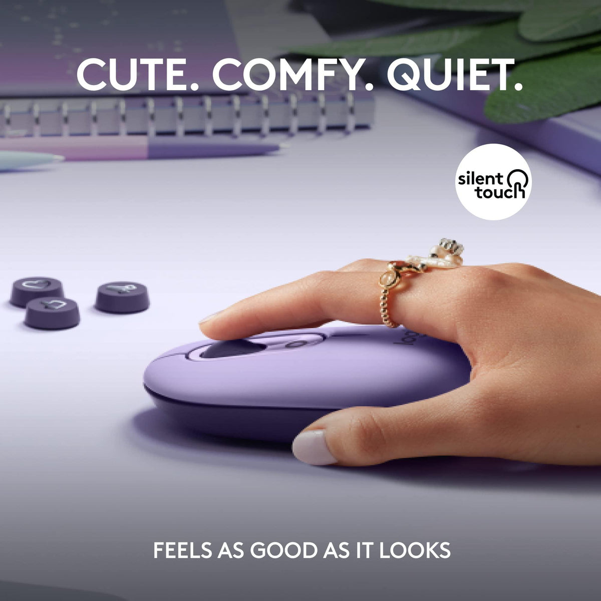 Logitech POP Mouse, Wireless Mouse with Customizable Emojis, SilentTouch Technology, Precision/Speed Scroll, Compact Design, Bluetooth, Multi-Device, OS Compatible - Cosmos
