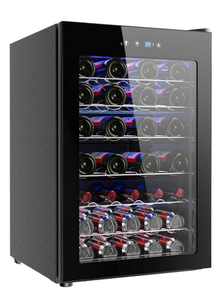 EUHOMY 45 Bottle Wine Cooler Refrigerator, Small Wine Fridge for Red, White and Champagne, 4.5 Cu.ft Mini Fridge with Adjust Temperature, Black
