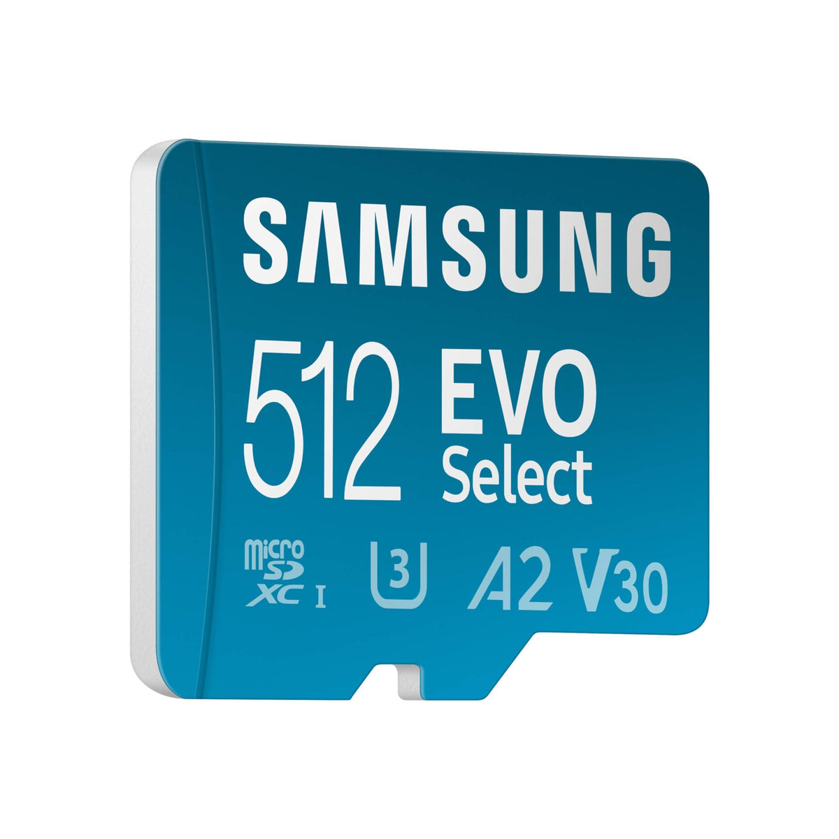 Samsung EVO Select microSDMemory Card + Adapter, 512GB microSDXC, Up-to 160 MB/s, 4K UHD, UHS-I, C10, U3, V30, A2, for Mobile Phone, Smartphones, Nintendo-Switch, and Tablets (MB-ME512SA/AM)