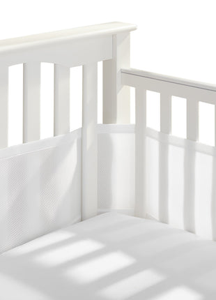 BreathableBaby Breathable Mesh Liner for Full-Size Cribs, Classic 3mm Mesh, White (Size 4FS Covers 3 or 4 Sides)