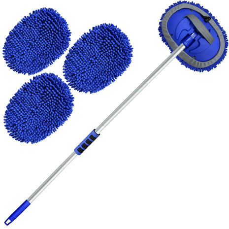Wontolf 62'' Car Wash Brush Kit with Long Handle, Chenille Microfiber Car Wash Mop Mitt Scratch-Free Car Detailing Cleaning Brush Care Kit Car Cleaning Supplies for Cars RV Truck Boat