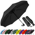 SIEPASA Compact Travel Umbrella - Windproof Auto Open/Close, Small Folding Umbrella for Rain - Lightweight & Durable with Fiberglass Frame, Waterproof Canopy - Fits Backpack, Purse, Suitcase. (Black)